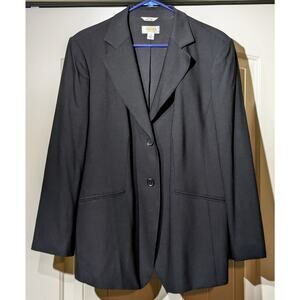 Vintage Black All Season Wool Stretch Lined Classic Blazer Womens Size 12W (0X)